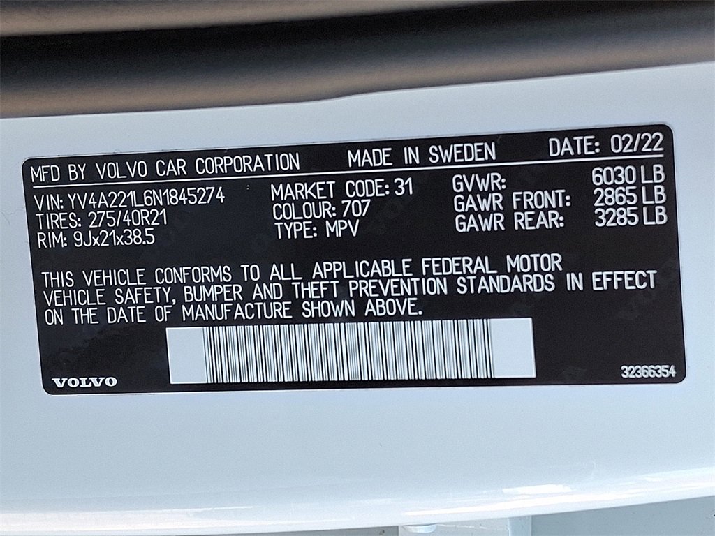 Used 2022 Volvo XC90 T6 Inscription w/ Advanced Package image 27