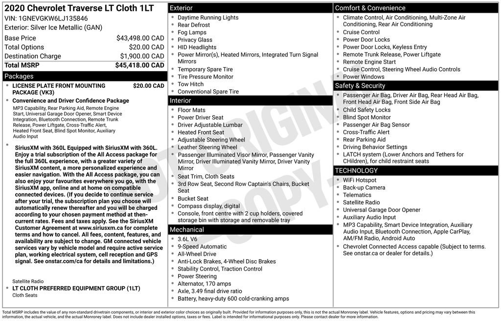 Used 2020 Chevrolet Traverse LT image 42