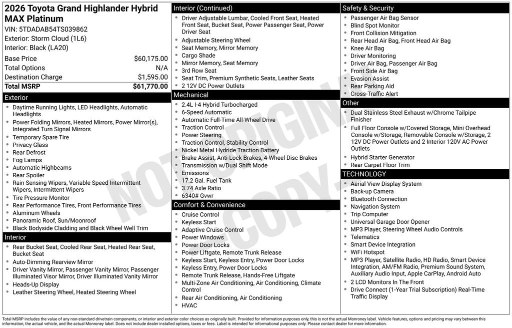 Used 2026 Toyota Grand Highlander AWD Hybrid image 34