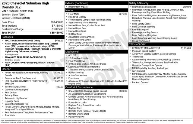 Used 2023 Chevrolet Suburban High Country w/ Max Trailering Package AWD/4WD image 20