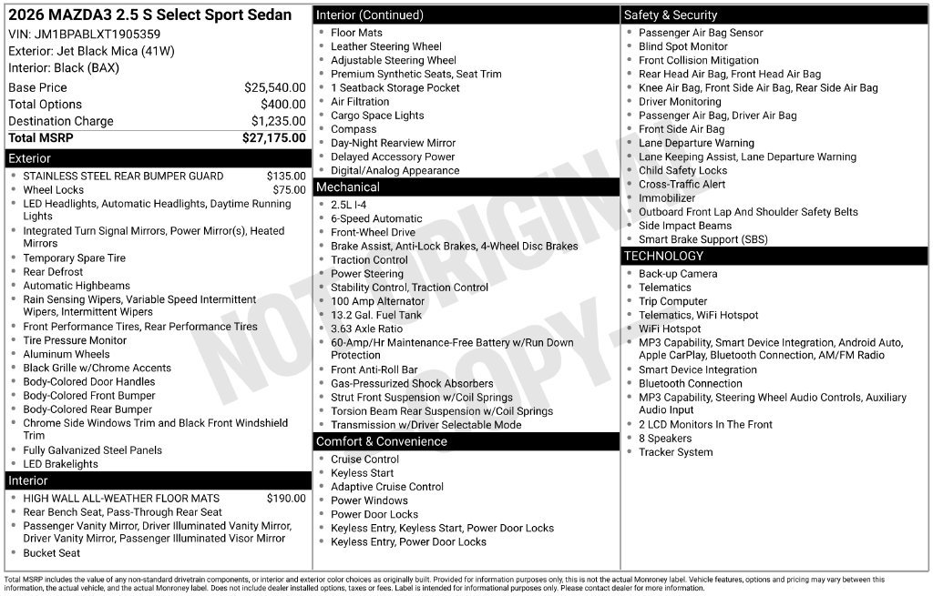 New 2026 MAZDA MAZDA3 s Sport FWD image 33