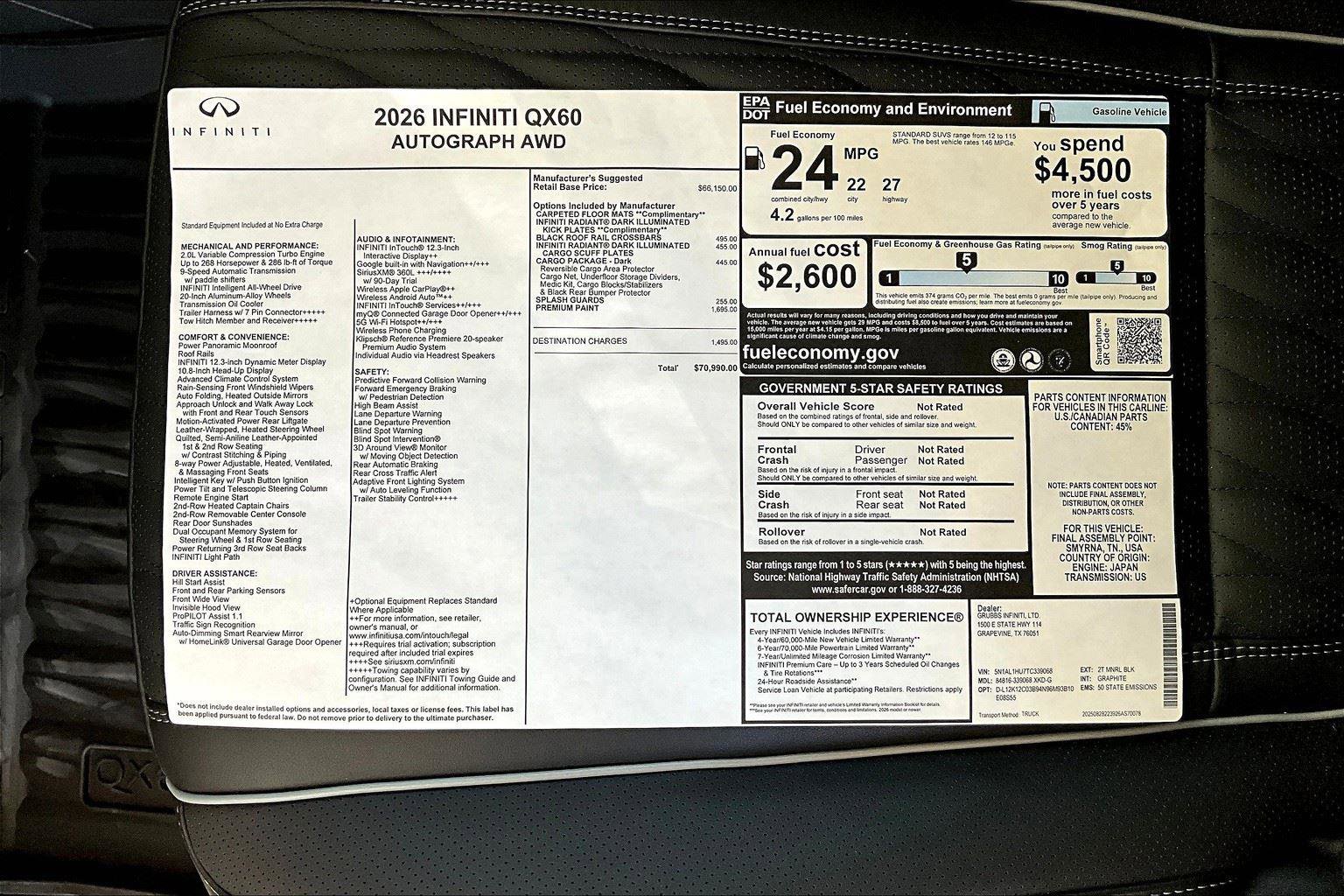 New 2026 INFINITI QX60 Autograph w/ Dark Cargo Package image 27