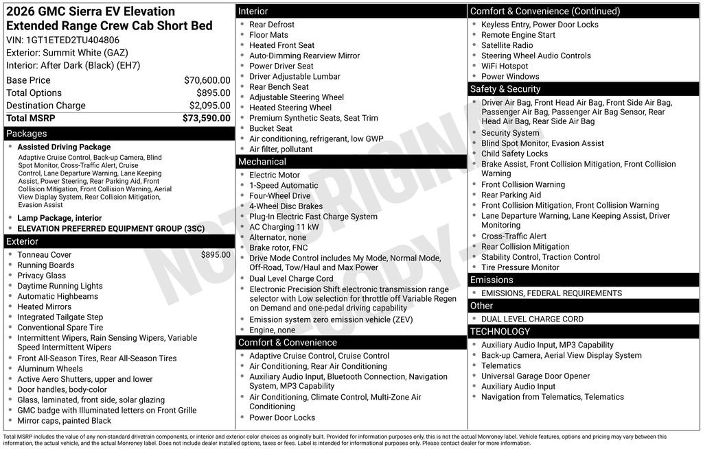New 2026 GMC Sierra EV Elevation image 2
