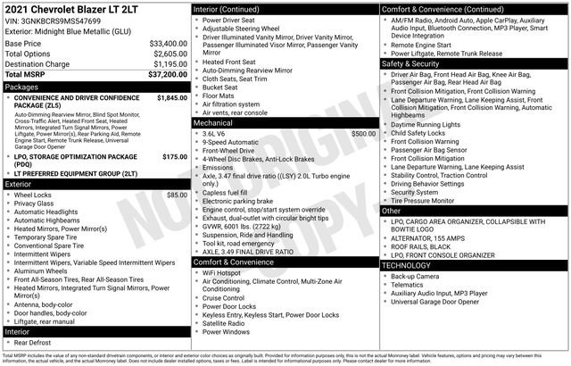 Certified 2021 Chevrolet Blazer LT image 31
