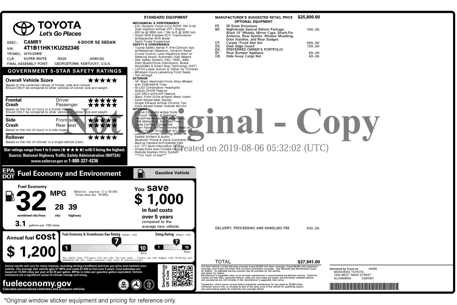 Used 2019 Toyota Camry SE image 2