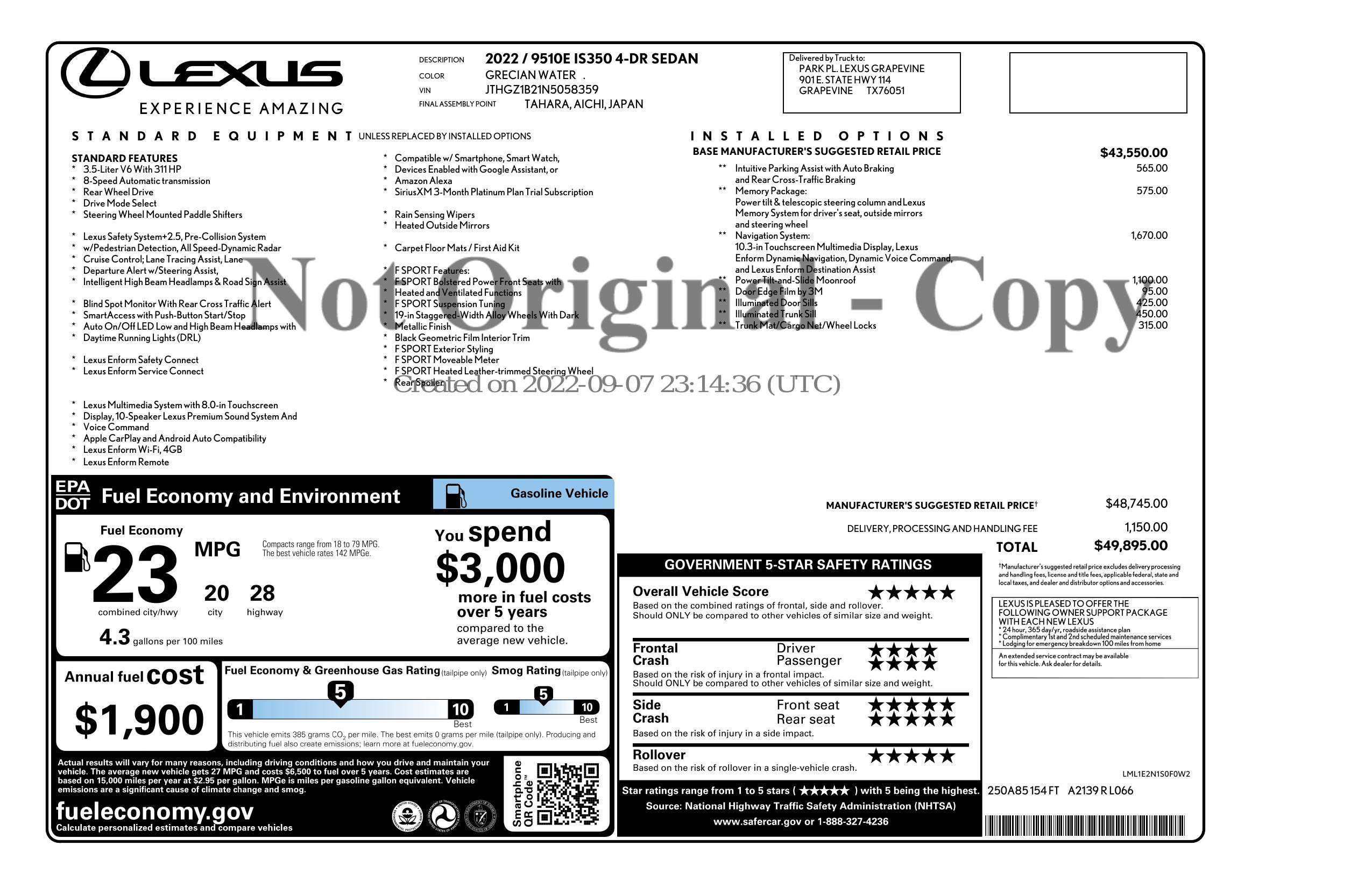 Used 2022 Lexus IS 350 F Sport w/ Navigation Package RWD image 3