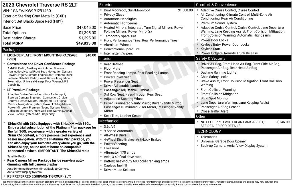 Certified 2023 Chevrolet Traverse RS AWD/4WD image 17