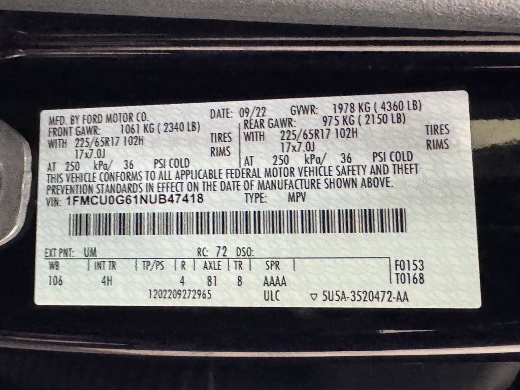 Used 2022 Ford Escape SE w/ Convenience Package FWD image 11