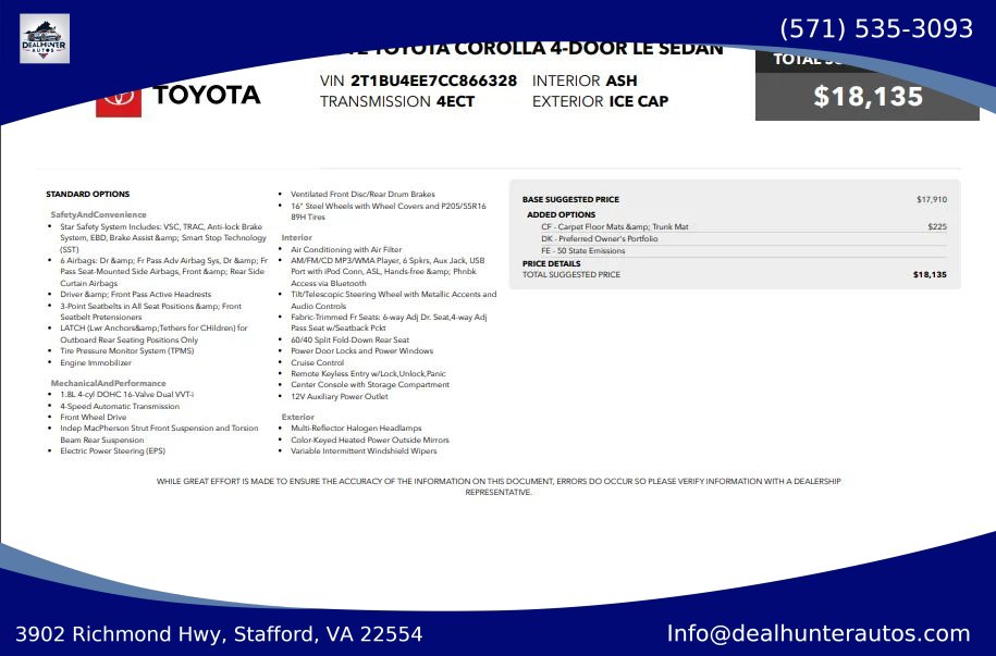 Used 2012 Toyota Corolla LE FWD image 26
