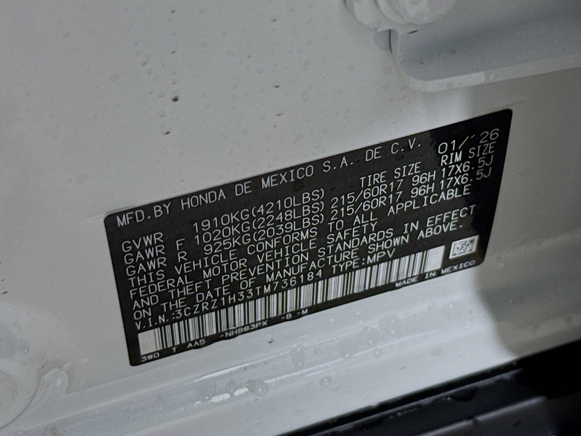 New 2026 Honda HR-V LX image 36