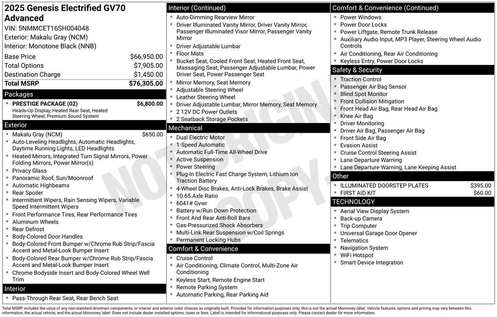 New 2025 Genesis Electrified GV70 w/ Prestige Package AWD/4WD image 16