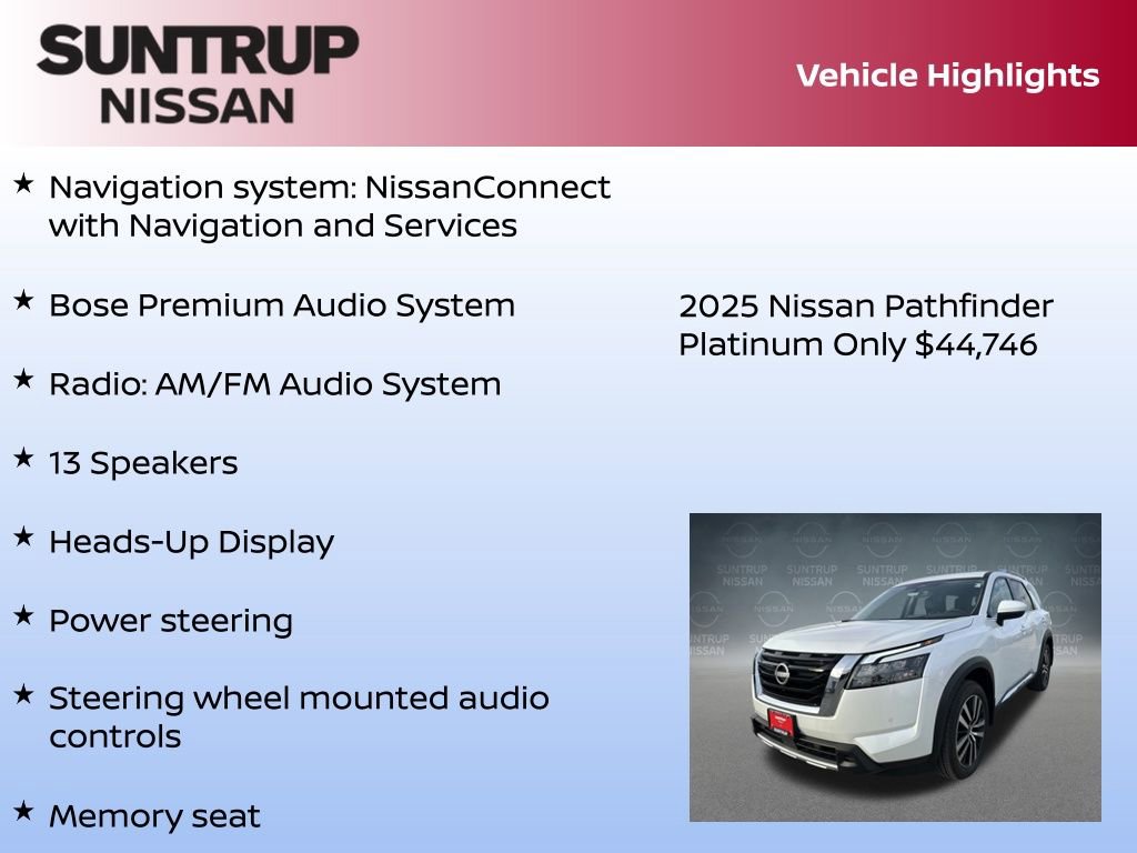 New 2025 Nissan Pathfinder Platinum w/ Cargo Package image 8
