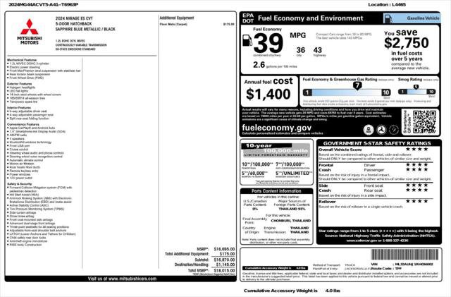 Used 2024 Mitsubishi Mirage ES FWD image 4