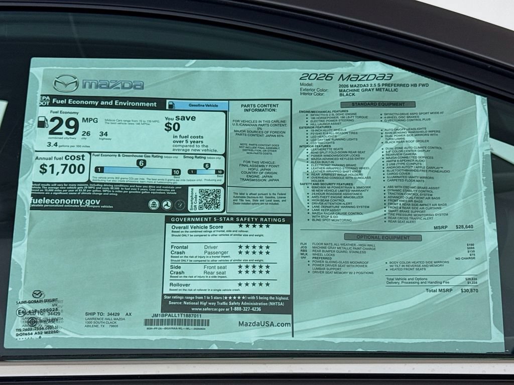 New 2026 MAZDA MAZDA3 s FWD image 19