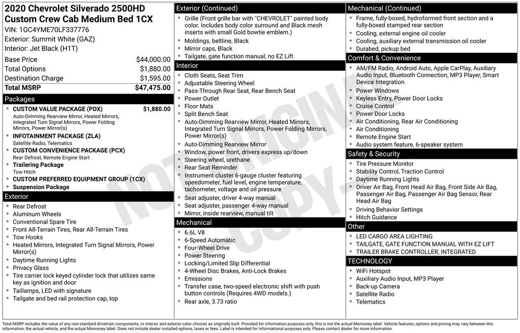 Used 2020 Chevrolet Silverado 2500 Custom w/ Custom Value Package image 8