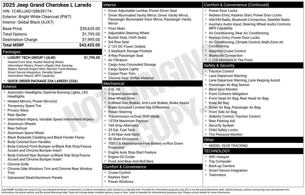 Used 2025 Jeep Grand Cherokee L Laredo w/ Luxury Tech Group I RWD image 15