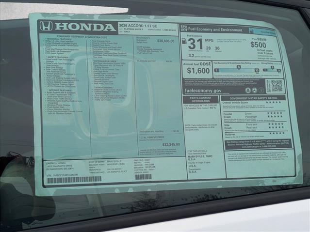 New 2026 Honda Accord SE image 17