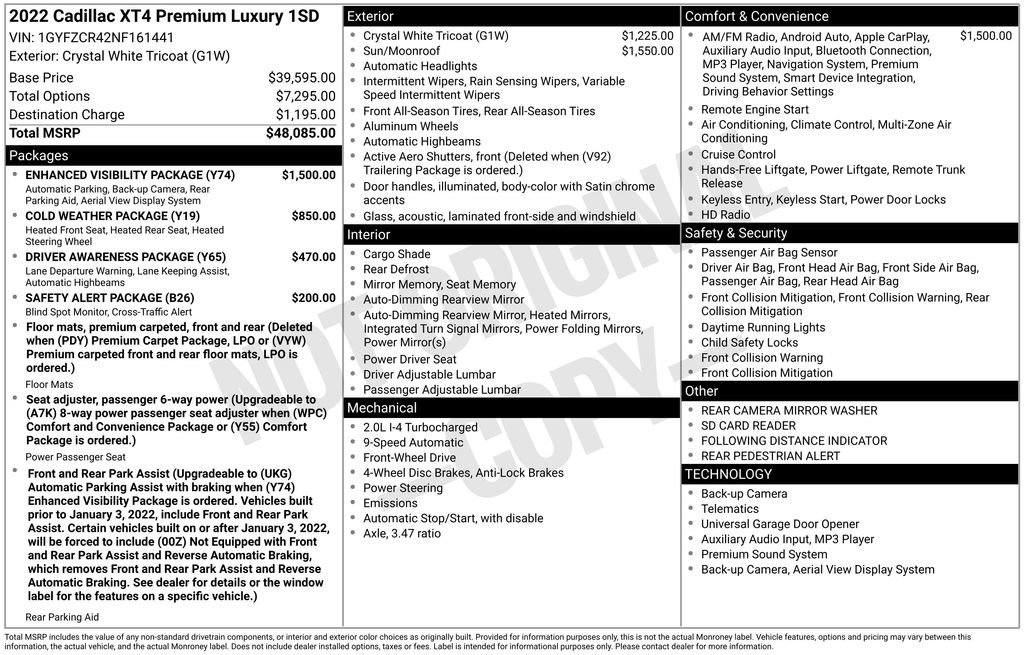 Used 2022 Cadillac XT4 Premium Luxury w/ Enhanced Visibility Package image 43