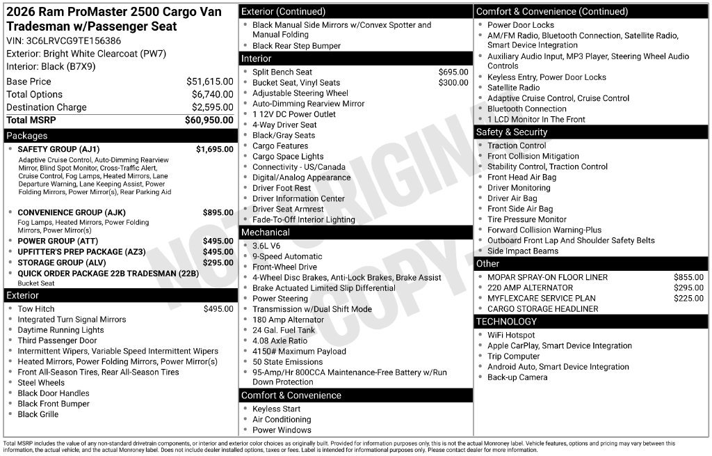 New 2026 RAM ProMaster 2500 w/ Safety Group FWD image 5