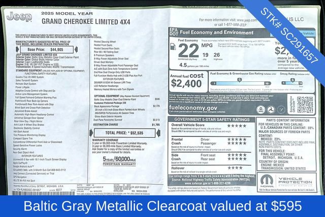 New 2025 Jeep Grand Cherokee Limited w/ Black Appearance Package image 5