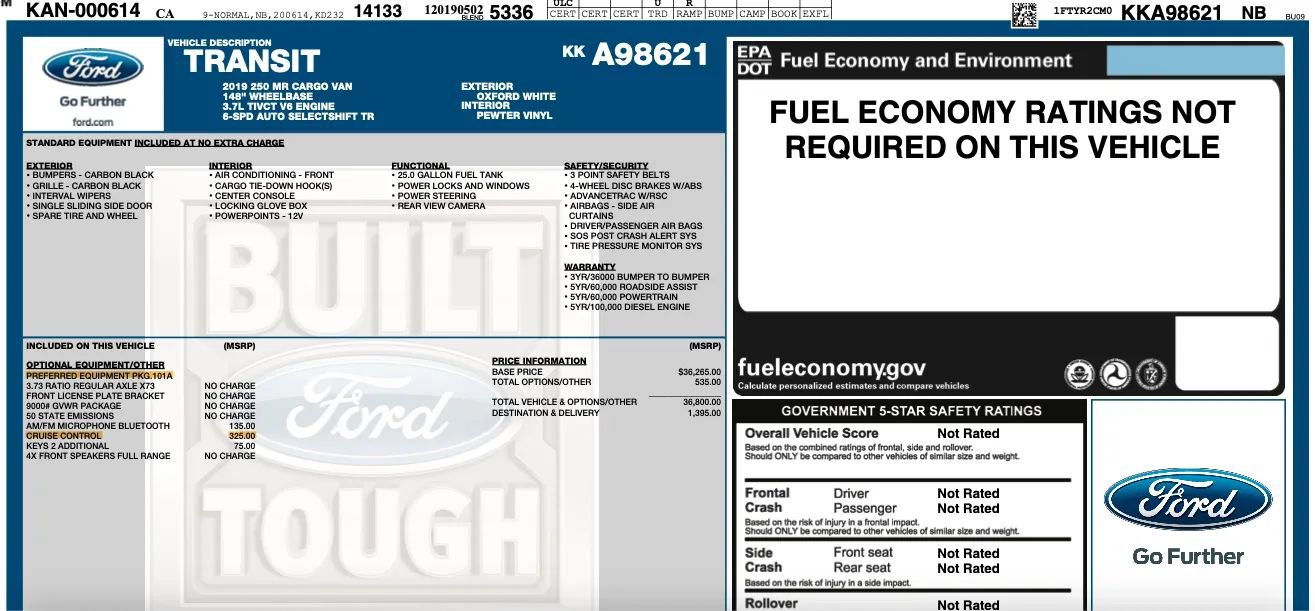 Used 2019 Ford Transit 250 148 Medium Roof image 2