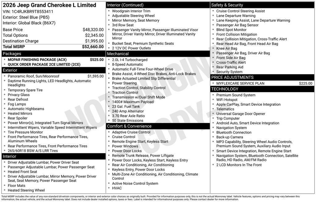 New 2026 Jeep Grand Cherokee L Limited w/ MOPAR Finishing Package AWD/4WD image 4