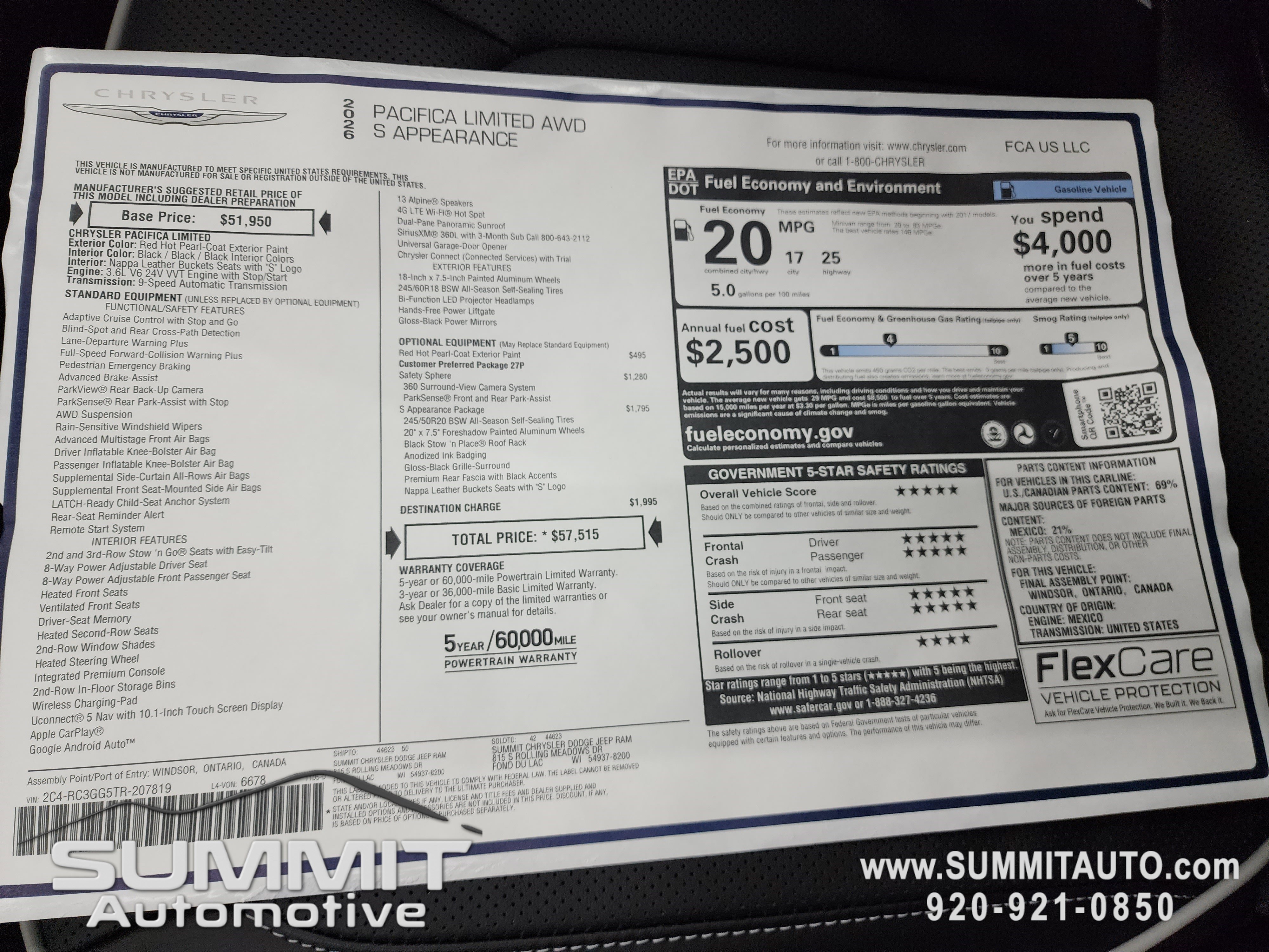 New 2026 Chrysler Pacifica Limited w/ S Appearance Package image 41