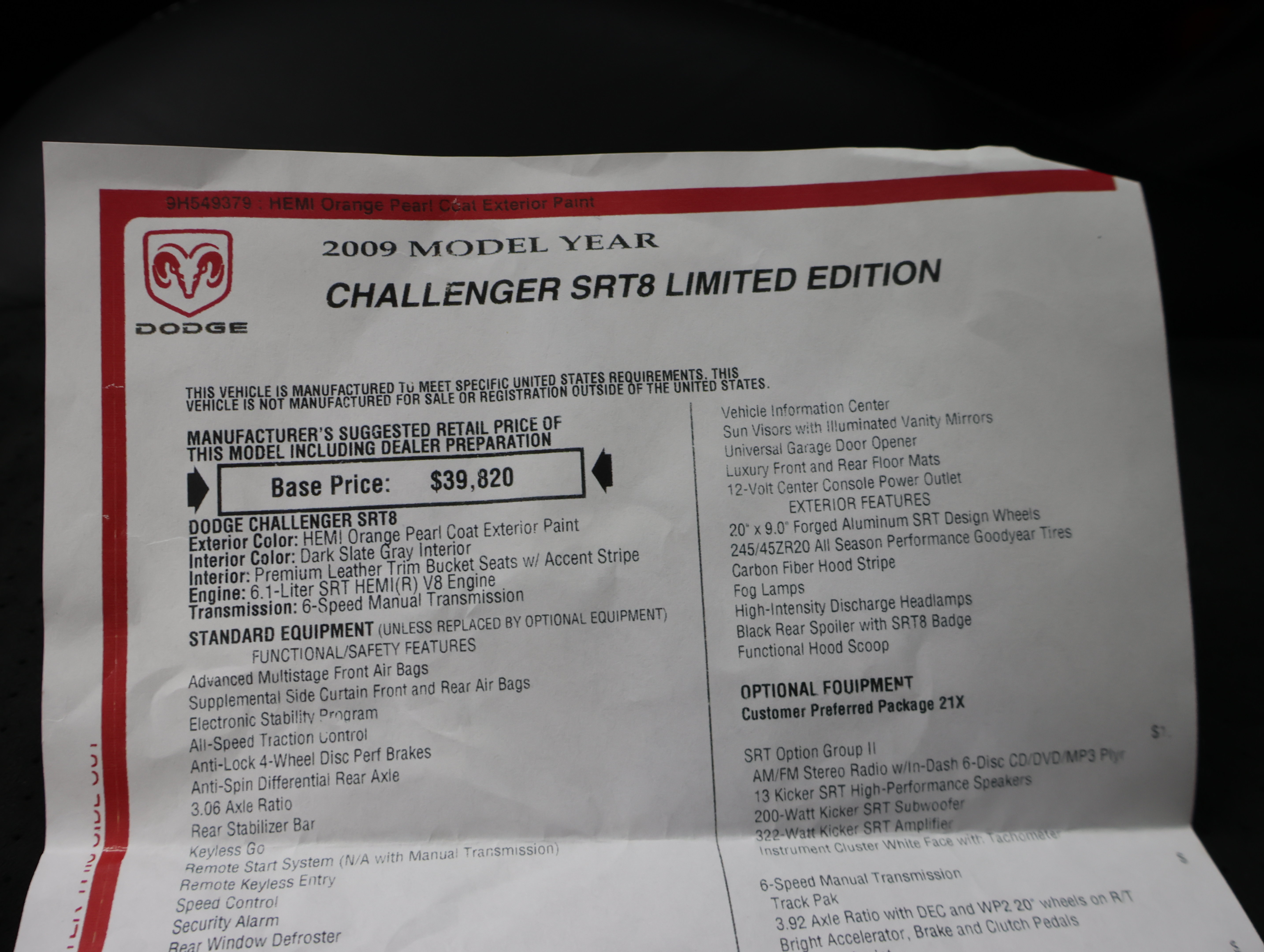 Used 2009 Dodge Challenger SRT8 w/ SRT Option Group II RWD image 46