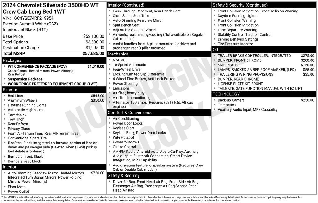 Used 2024 Chevrolet Silverado 3500 W/T w/ WT Convenience Package image 32