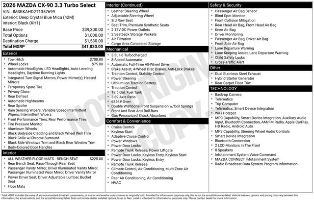 Certified 2026 MAZDA CX-90 3.3 Turbo w/ Select Package AWD/4WD image 29