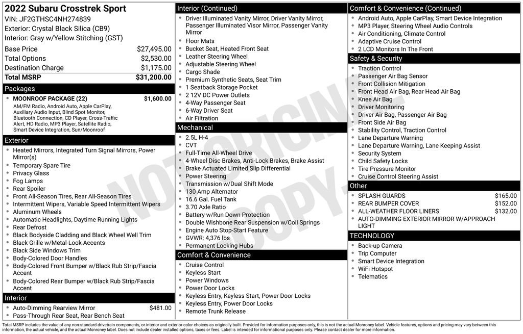 Certified 2022 Subaru Crosstrek 2.5i Sport w/ Moonroof Package image 8