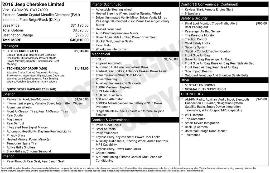 Used 2016 Jeep Cherokee Limited w/ Luxury Group image 15