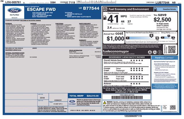 Used 2020 Ford Escape SE Sport FWD image 42