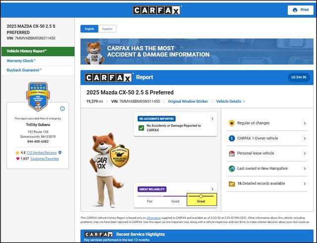 Used 2025 MAZDA CX-50 AWD 2.5 S w/ Preferred Package image 11