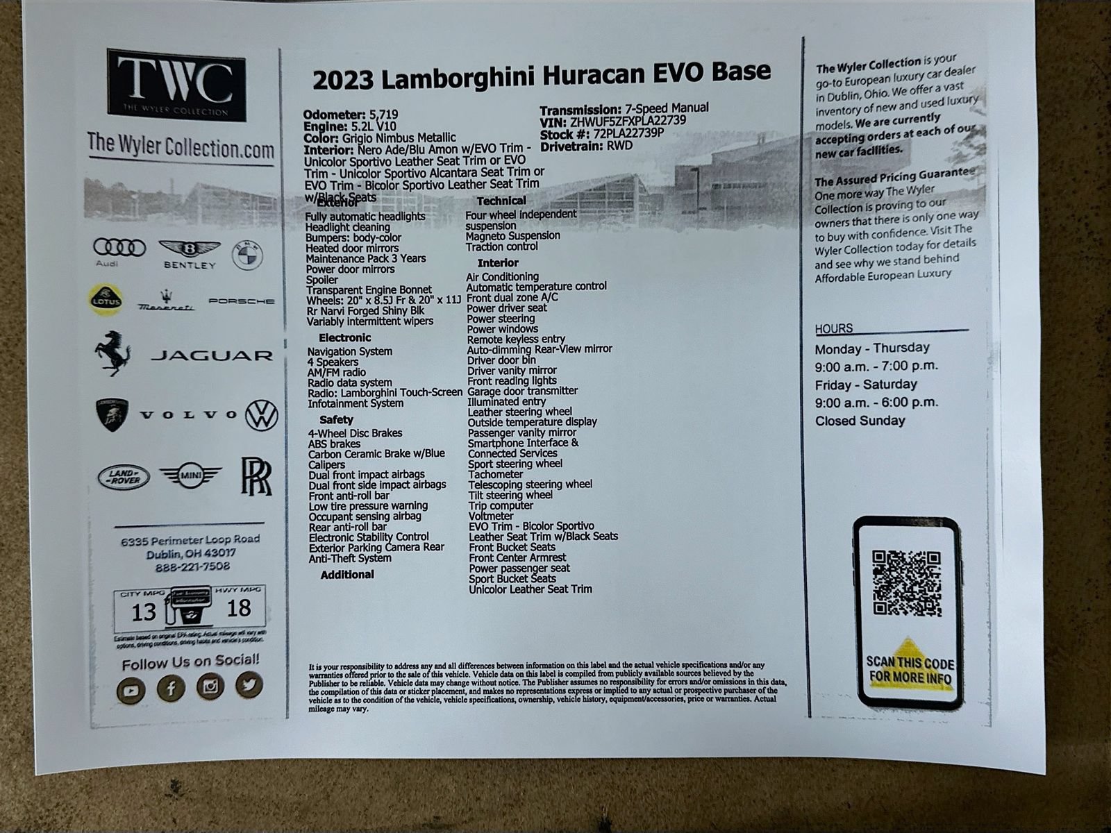 Used 2023 Lamborghini Huracan EVO RWD image 42