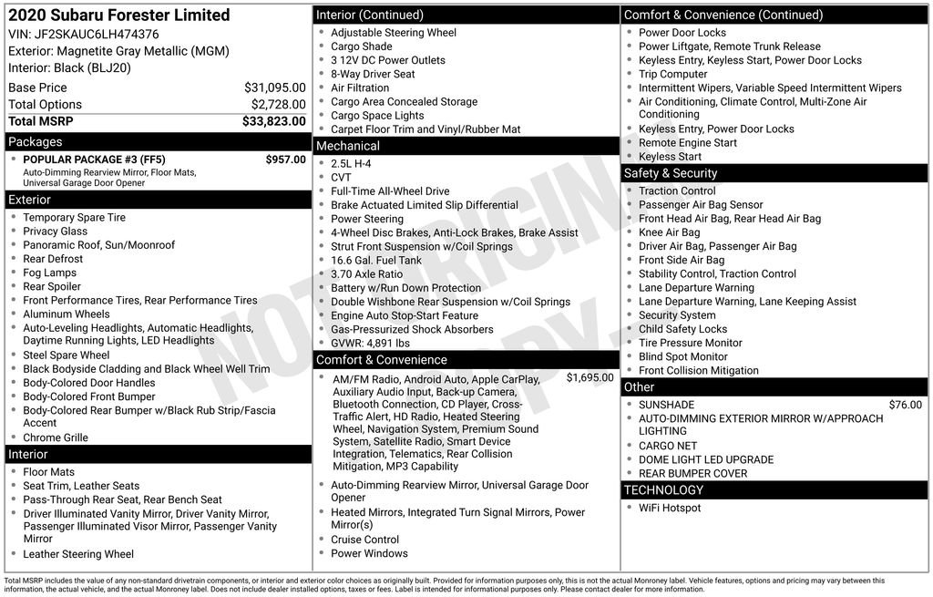Certified 2020 Subaru Forester Limited w/ Popular Package #3 image 4