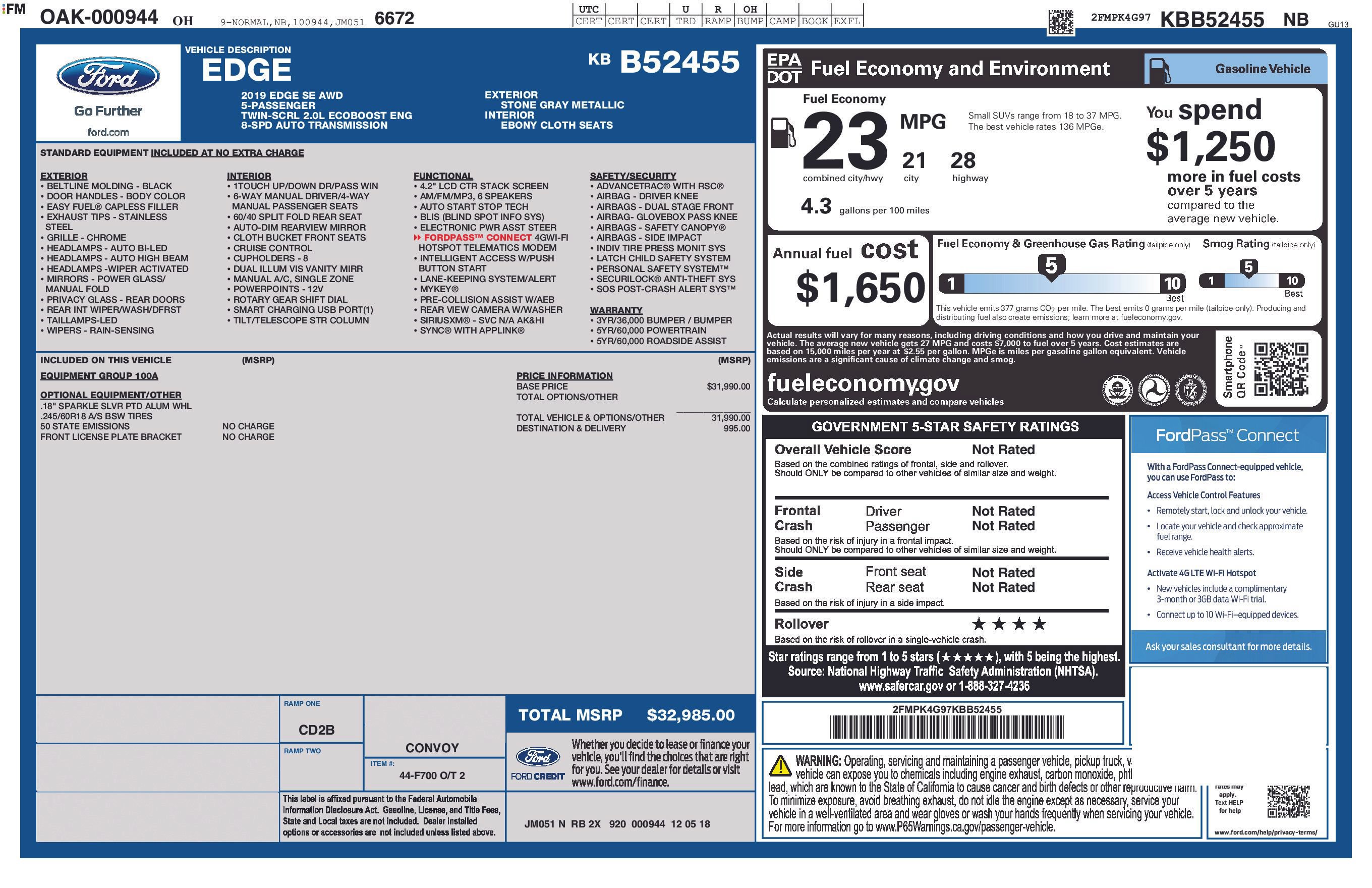 Used 2019 Ford Edge SE AWD/4WD image 2