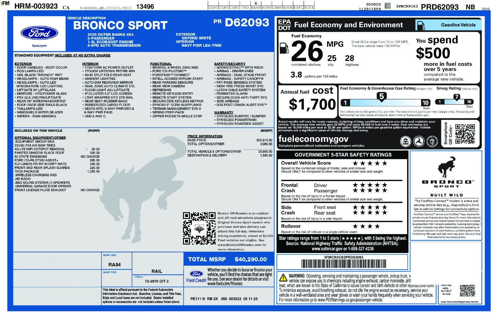 Certified 2023 Ford Bronco Sport Outer Banks w/ Tech Package AWD/4WD image 16