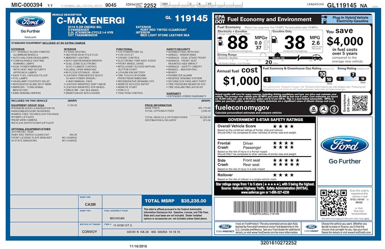 Used 2016 Ford C-MAX Energi SEL w/ Equipment Group 302A FWD image 37