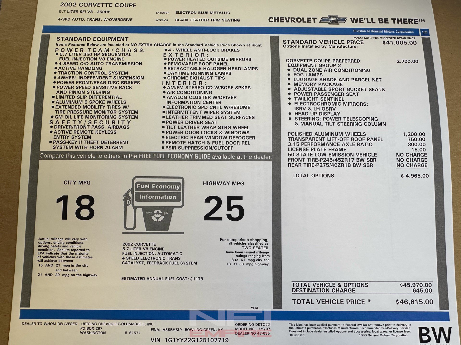 Used 2002 Chevrolet Corvette Coupe w/ Preferred Equipment Group2 RWD image 55