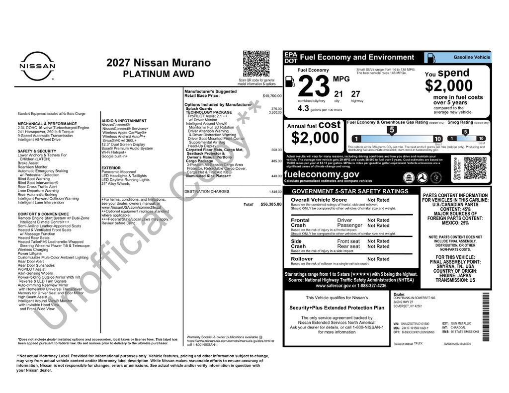 New 2027 Nissan Murano Platinum w/ Technology Package AWD/4WD image 26