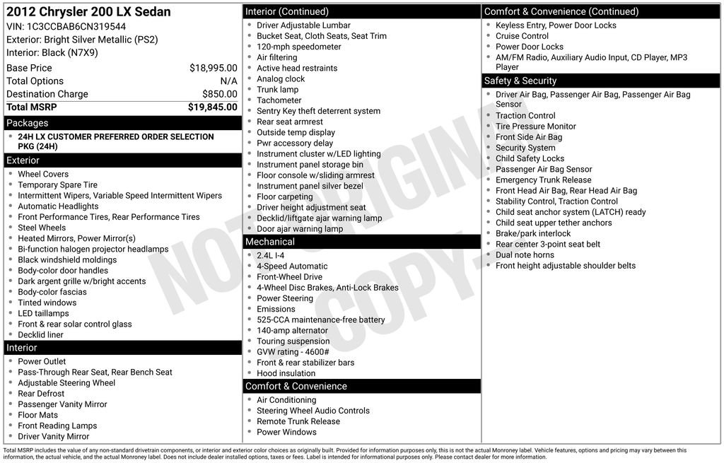 Used 2012 Chrysler 200 LX image 4