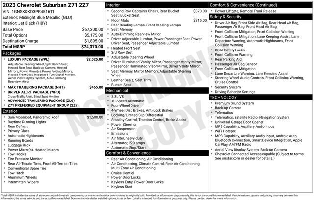 Used 2023 Chevrolet Suburban Z71 w/ Luxury Package AWD/4WD image 12
