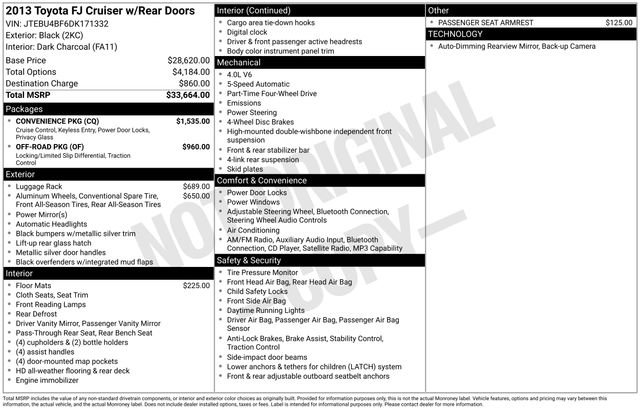 Used 2013 Toyota FJ Cruiser 4WD w/ Convenience Pkg image 7