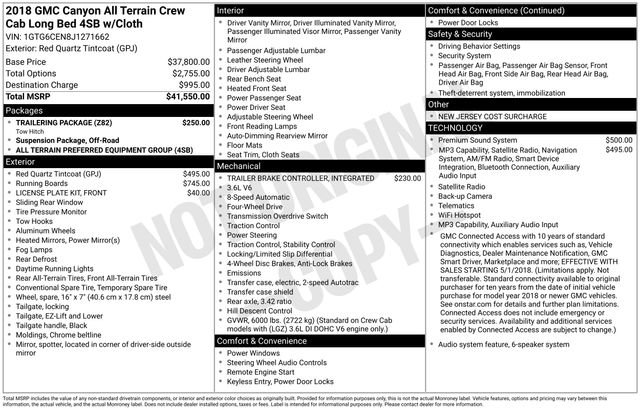 Used 2018 GMC Canyon All Terrain w/ Trailering Package AWD/4WD image 6