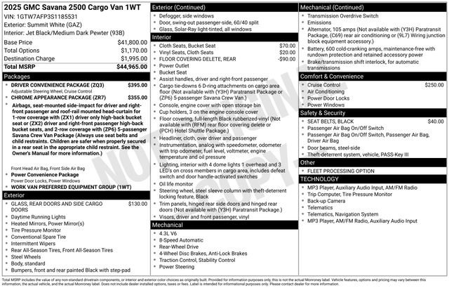 Used 2025 GMC Savana 2500 w/ Driver Convenience Package RWD image 20