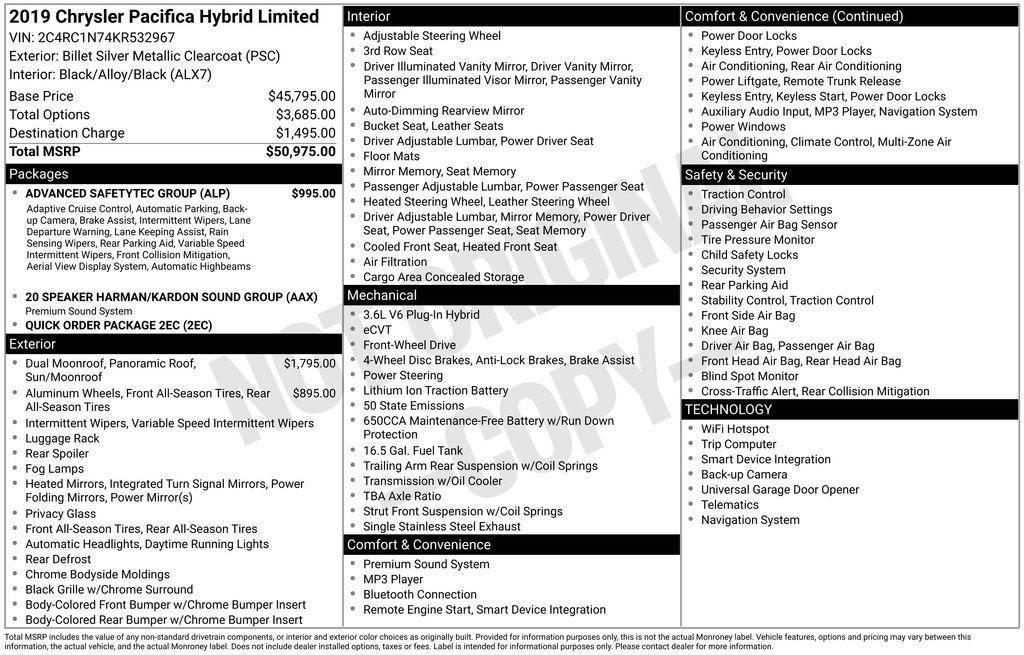 Used 2019 Chrysler Pacifica Limited w/ Advanced Safetytec Group FWD image 6