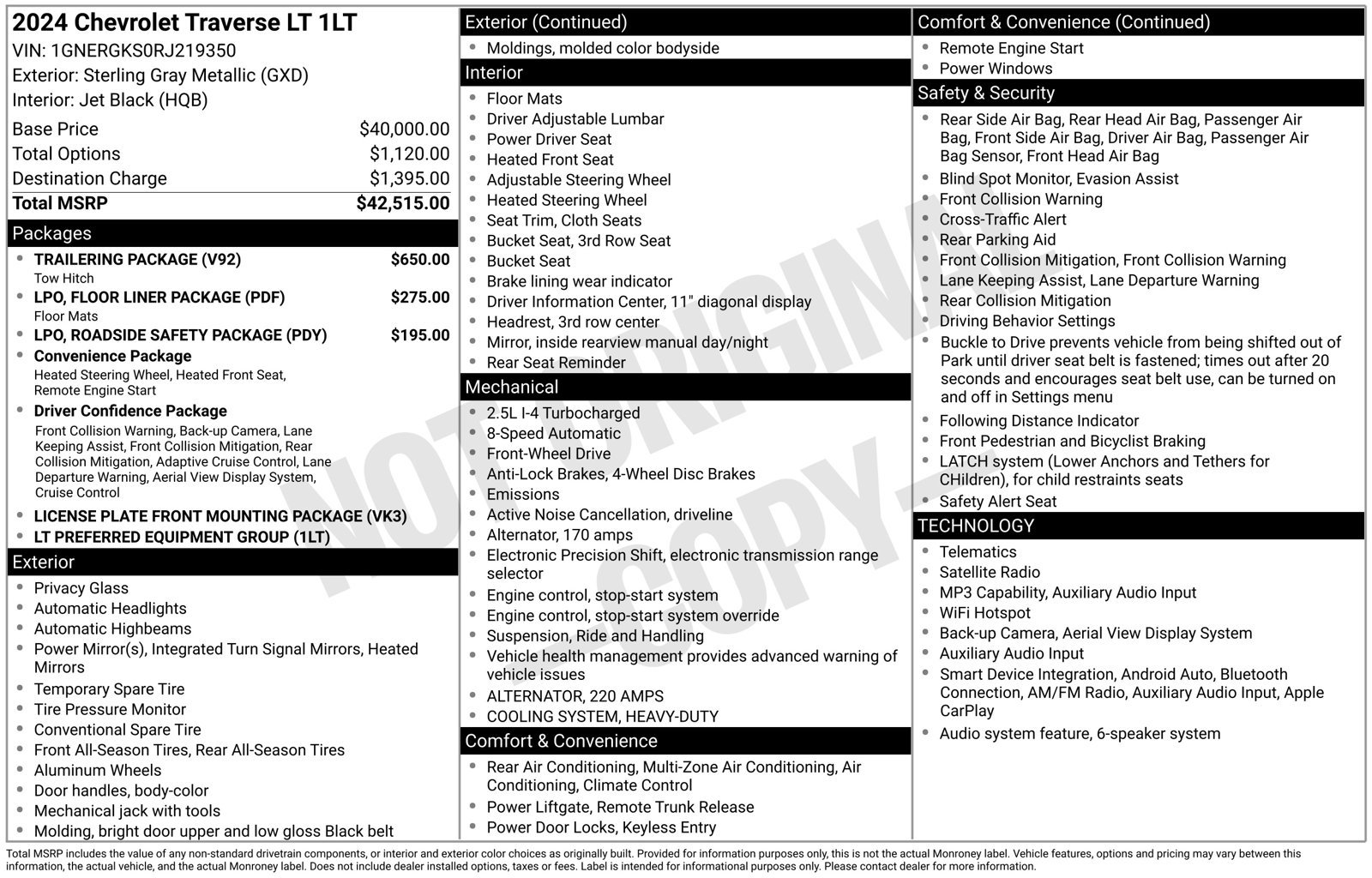 Used 2024 Chevrolet Traverse LT w/ Trailering Package FWD image 33