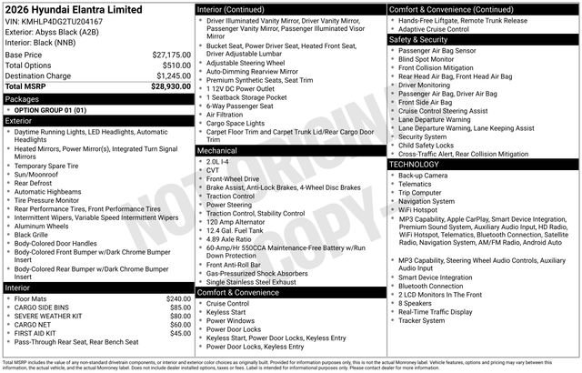 New 2026 Hyundai Elantra Limited FWD image 46