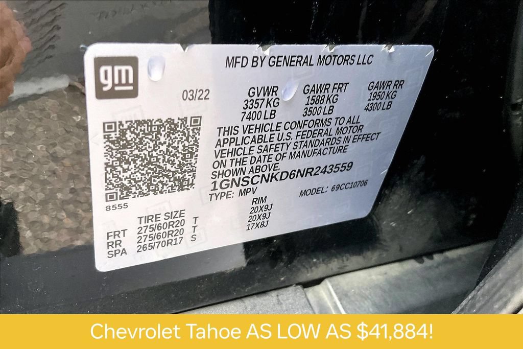 Used 2022 Chevrolet Tahoe LT w/ Luxury Package RWD image 36